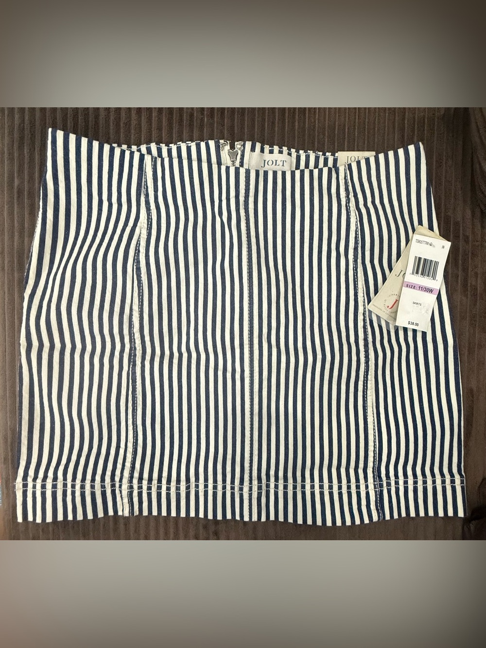 JOLLY Mini Skirt Blue & white striped NWT